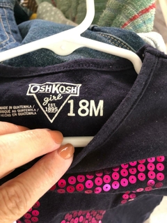 Remera ML azul con lentejuelas rosas. OSHSKOH. 18 meses. - comprar online
