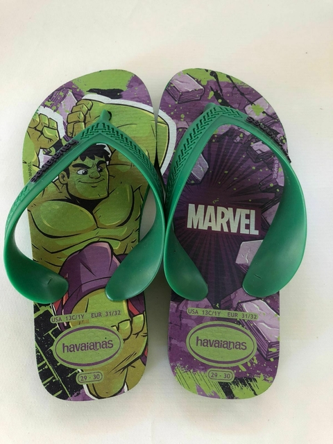 T29/30 | Ojotas Hulk. Marvel y HAVAIANAS. Talle 29/30.