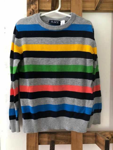 Sweater finito a rayas de colores. The Childrens Place. Talle 5 años. Sin uso.