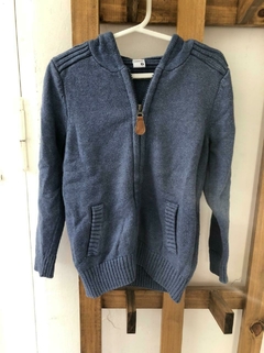 Sweater celeste con cierre y capucha. YAMP. 6 años. - comprar online