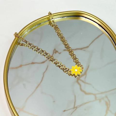 Colar Margarida Amarela – Delicadeza Floral