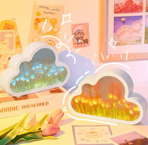 Nuvem de Flores Luminária Neon