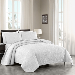COVER LINEA REAL DE 1 1/2 PLAZAS CON 1 FUNDA DE ALMOHADON - BlancoLati