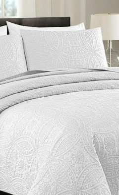 COVER LINEA REAL KING SIZE CON 2 FUNDA DE ALMOHADON - BlancoLati