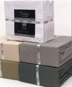 JUEGO DE SABANAS QUEEN 600 HILOS LISAS LABRADAS