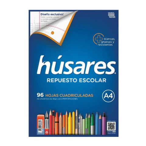 Repuesto Husares A4 x96 Hojas Cuadriculadas