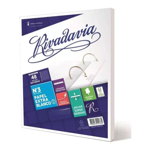 Repuesto Rivadavia N3 x48 Hojas Rayadas Extra Blanco