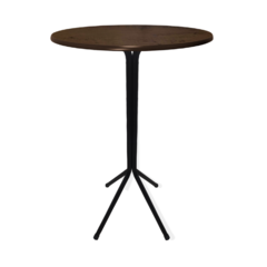 Mesa Bistro Alta Estrutura Aço Tampo Mdf Cozinha Bar Redonda