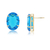 Brinco Botão M Cristal Topázio Swiss Blue