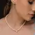 Conjunto de Colar de Pérolas Biwa com Gotinha de Zircônia