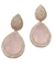 Brinco Gota de Quartzo Rosa Com Base Cravejada Microzircônias - comprar online