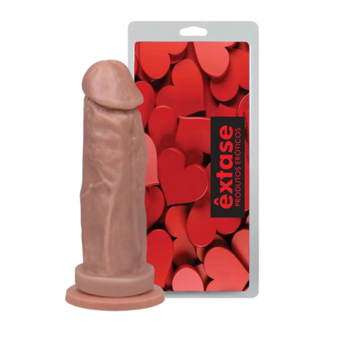 Prótese Peniana Realística com Ventosa 16cm x 4,5cm - Êxtase