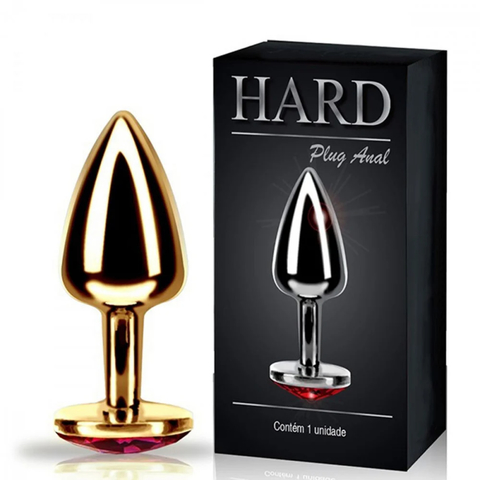 Plug Anal em Metal Colorido com Pedra 6,5cm X 2,5cm - Hard