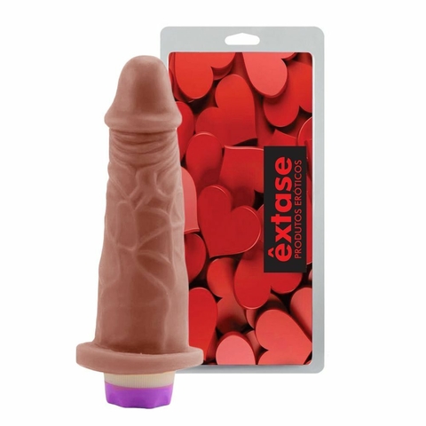 Prótese Peniana Realística com Vibração 15,5cm X 3,8cm - Êxtase