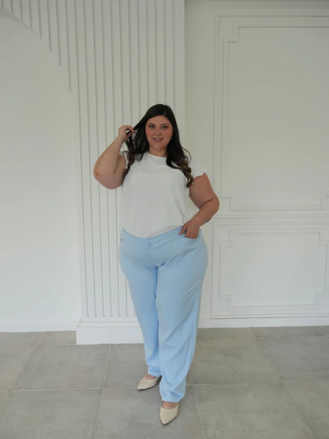 Pantalon Paris - celeste pastel - comprar online