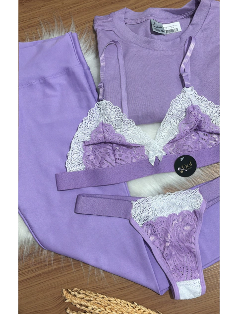 Kit semi poliamida e Lingerie Maddo lilás - comprar online