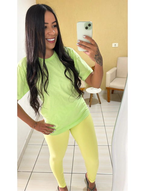 Conjunto Liso poliamida - Verde Limão e Amarelo