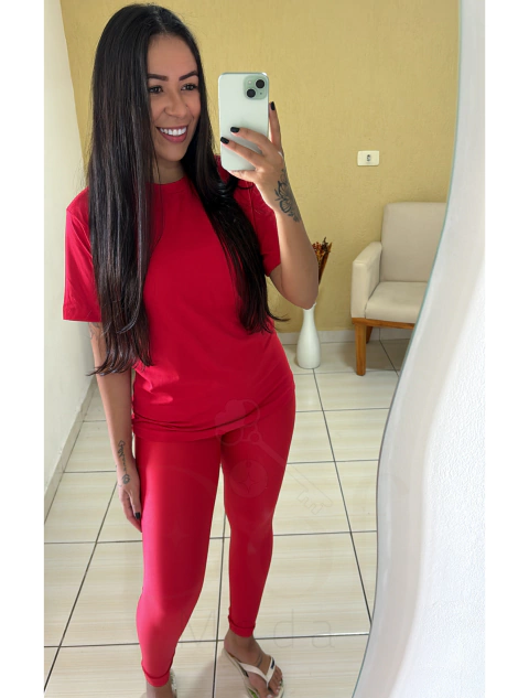 Conjunto Liso Semi poliamida - Vermelho