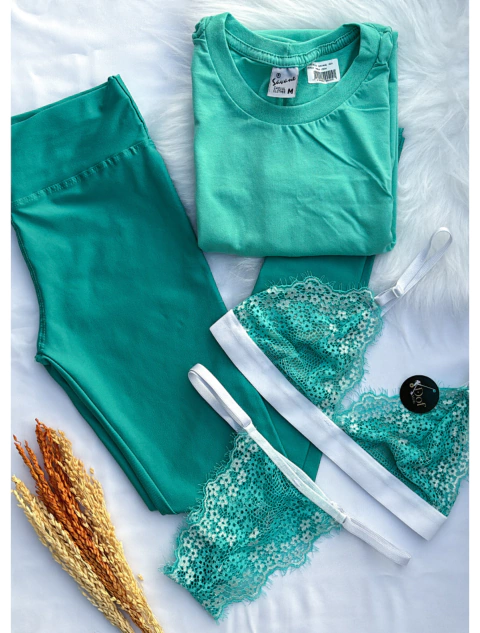 Kit com Lingerie Carol - Verde água