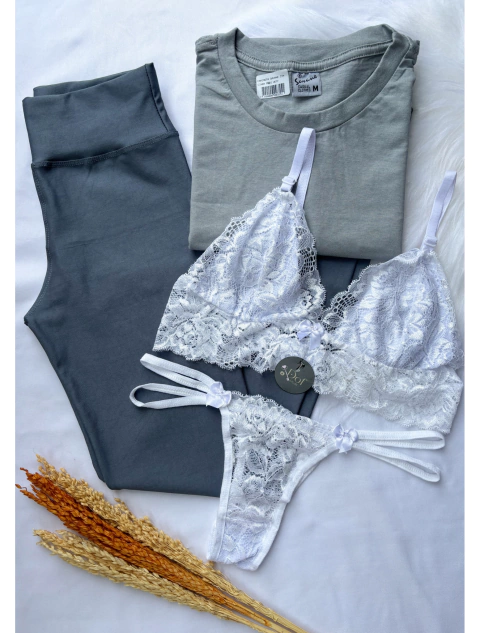 Kit Cinza Médio semi poliamida e Lingerie Luna