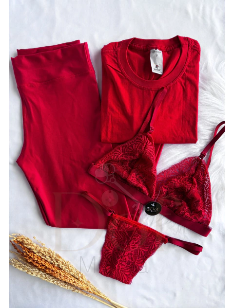 Kit poliamida semi poliamida e Lingerie Diana Vermelho