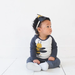 Camiseta Manga Longa Noeser Billy Branca/Amarela - 62/68 cm - Manufakt