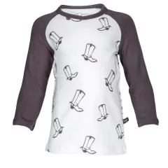 Camiseta Noeser Boots Branco e Cinza - 62/68 cm