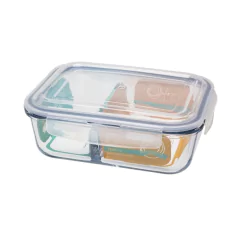 Pote Hermético De Vidro Retangular Com Divisória 1300Ml Oxford