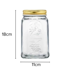 um pote de vidro com tampa de metal linha homemade da pasabahçe com medidas de 18cm por 11cm