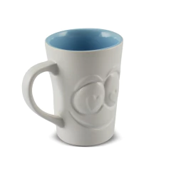Caneca De Cerâmica 300ml Zé In Love Ceraflame Gourmet Branco Fosco/Azul Bebe