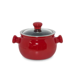 panela de cerâmica ceraflame, modelo premiere, cor vermelha pomodoro, com tampa de vidro