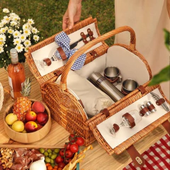 Cesta De Piquenique Para 02 Pessoas Marrom Claro Oxford - Manufakt