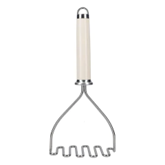 Amassador de batatas em inox com cabo branco da KitchenAid.