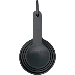 Conjunto de 4 xícaras medidoras cinzas da KitchenAid, empilhadas e com alça.