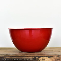 bowl de cerâmica redondo vermelho com o interior branco 