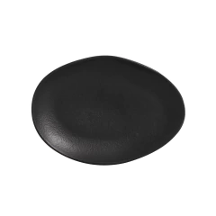 Conjunto C/ 6 Pratos De Sobremesa Oval Orgânico Preto Matte 22,5x16,5x2,5cm Porto Brasil