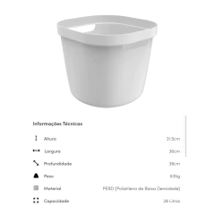 Cesto Organizador Flexível Cube Flex 28L 38x36x31,5cm Branco OU - comprar online