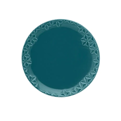 prato de sobremesa azul escuro com as bordas detalhadas 