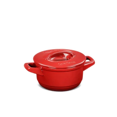 caçarola de cerâmica pomodoro / vermelho com alças e tampa de cerâmica