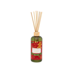 Difusor com recipiente verde e rótulo vermelho decorado natalino