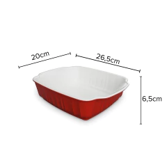 Assadeira Travessa Twist 26.5x20x6.5cm 1700ml Vermelho/Branco Ceraflame Gourmet - comprar online
