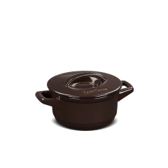 caçarola de cerâmica chocolate / marrom com alças e tampa de cerâmica