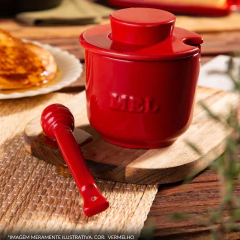 Pote De Mel/Meleira De Cerâmica 250 gr C/ Colher Boleadora Ceraflame Gourmet Grafite na internet