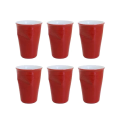 Kit Com 06 Copos De Cerâmica Plastic 240ml Vermelho Ceraflame Gourmet