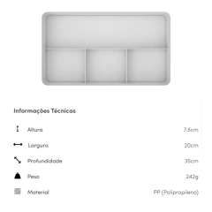 Organizador Gavetas Logic 4 Seções 35x20x7,5cm Natural OU - comprar online