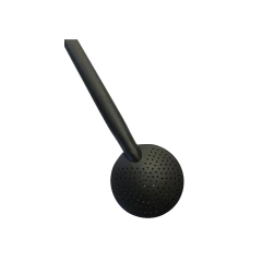 Bomba de inox preta com design abaulado, ideal para chimarrão, medindo 23cm.