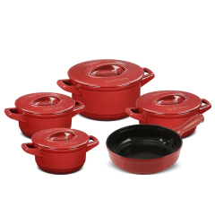 caçarola de cerâmica pomodoro / vermelho com alças e tampa de cerâmica, jogo de panelas ceraflame cor vermelha, 100% cerâmica