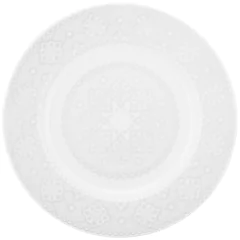 prato raso de cerâmica com desenhos azul claro e branco