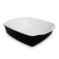 Assadeira Travessa Twist 26.5x20x6.5cm 1700ml Preto/Branco Ceraflame Gourmet
