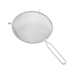 uma peneira de aço inox para uso culinário